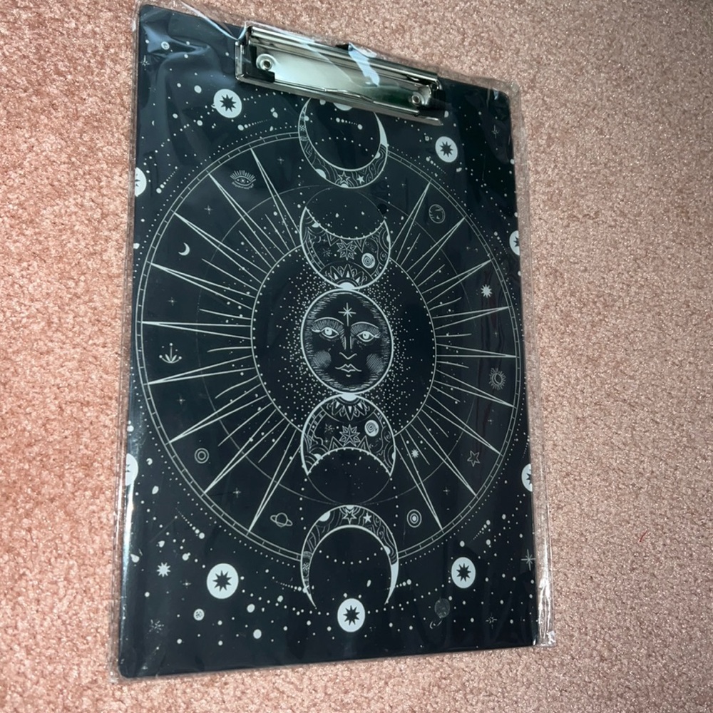NIB celestial sun and moon design plastic Clipboard